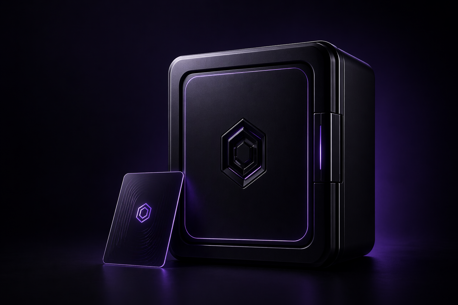 Creator Vault product render with purple black premium lighting